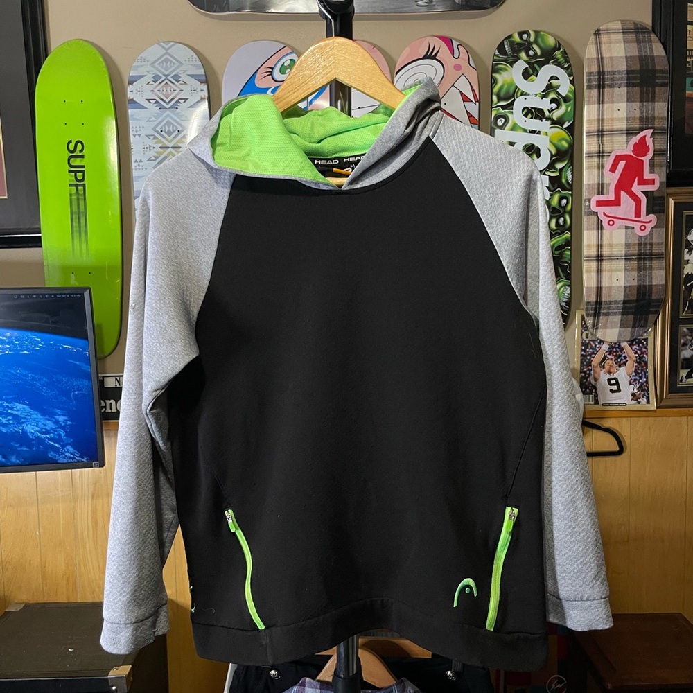 Head hoodie boys ski brand green black grey